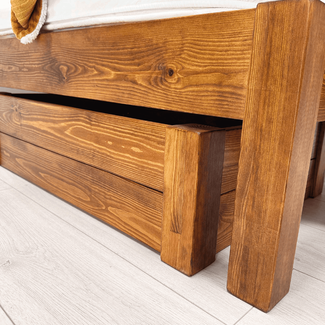 Maximum Comfort: King Size Wood Bed With Under-Bed Drawers